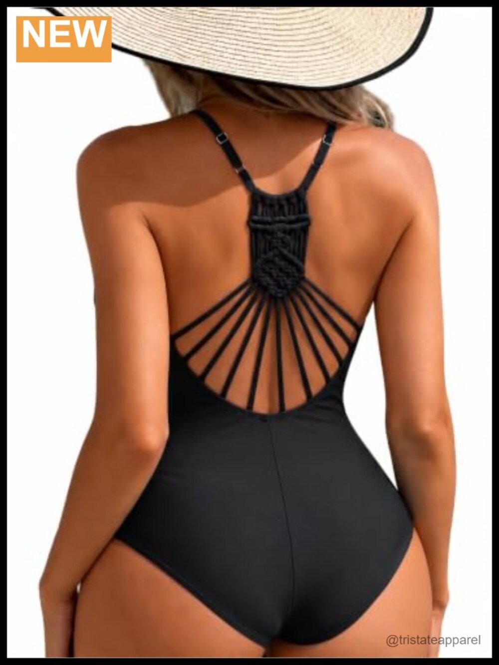 Hilor Tummy Control One Piece Swimsuit Macrame Back Halter V Neck